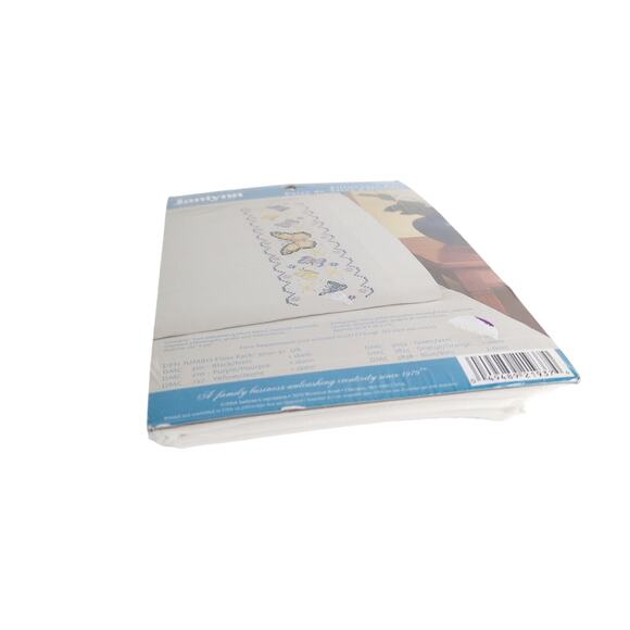 Janlynn Stamped Cross Stitch Butterflies Pillowcase Pair Embroidery Craft Kit - Picture 2 of 4